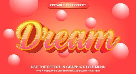 Editable 3D text effect dream style Stock Illustration