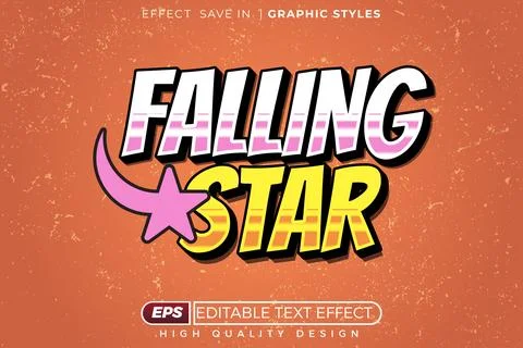 Editable 3d text effect falling star Stock Illustration