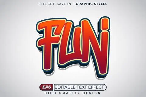 Editable 3d text effect fun Stock Illustration