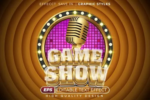 Editable 3d text effect game show Stock Illustration