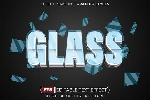 Editable 3d text effect glass Stock Illustration