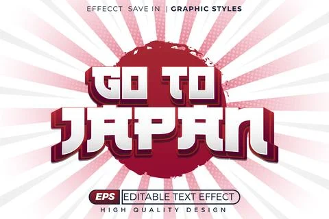 Editable 3d text effect go to japan Illustrazione stock