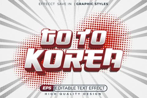 Editable 3d text effect go to korea Stock Illustration