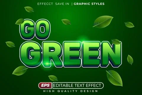 Editable 3d text effect go green Stock Illustration