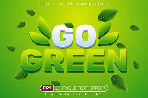 Editable 3d text effect go green Stock Illustration