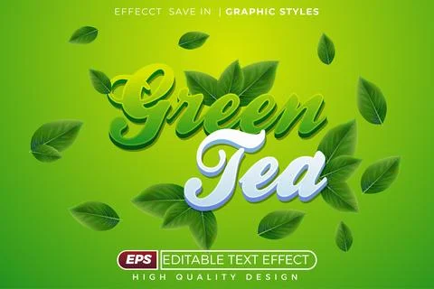 Editable 3d text effect green tea Stock Illustration
