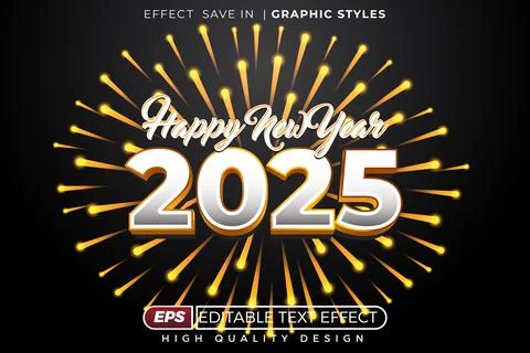 Editable 3d text effect happy new year Illustrazione stock