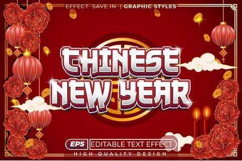 Editable 3d text effect happy chinese new year Illustrazione stock