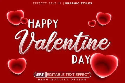 Editable 3d text effect happy valentine day Illustrazione stock