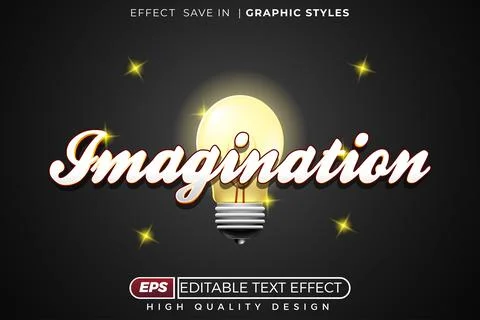 Editable 3d text effect imagination Stock Illustration