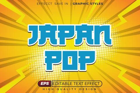 Editable 3d text effect japan pop Stock Illustration