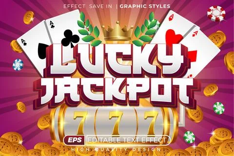Editable 3d text effect lucky jackpot Stock Illustration