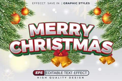 Editable 3d text effect marry christmas Stock Illustration