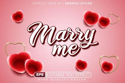 Editable 3d text effect marry me Stock Illustration