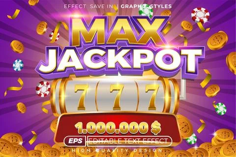 Editable 3d text effect max jackpot Stock Illustration