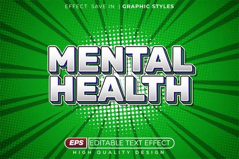 Editable 3d text effect mental health Stock Illustration