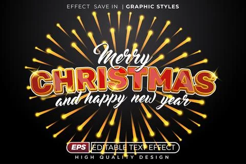 Editable 3d text effect merry christmas Stock Illustration