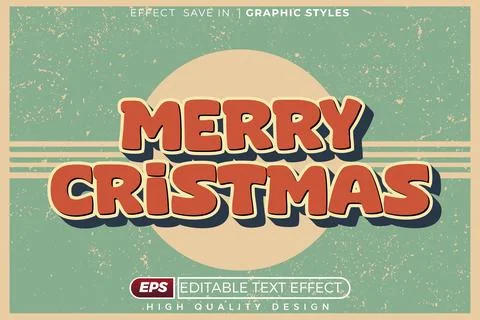Editable 3d text effect merry christmas Stock Illustration