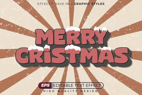 Editable 3d text effect merry christmas Stock Illustration