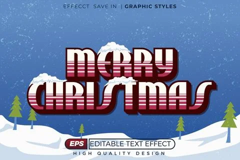 Editable 3d text effect merry christmas Stock Illustration