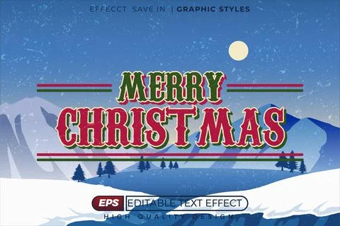 Editable 3d text effect merry christmas Stock Illustration