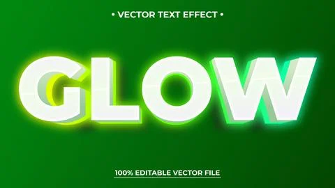 Editable 3D Text Effect Mockup Glowing Graphic Style Stock Illustration