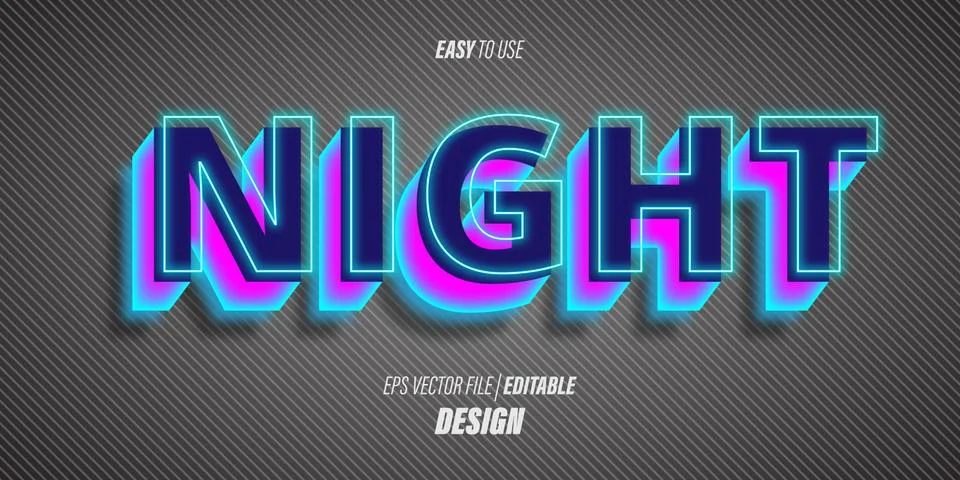 An editable 3D text effect with modern futuristic fonts and bright neon blue col Stock Illustration