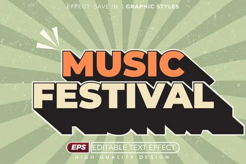 Editable 3d text effect music festival Stock Illustration