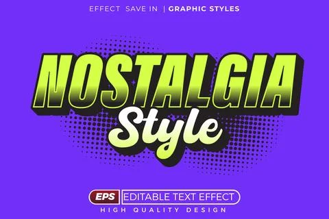 Editable 3d text effect nostalgia style Stock Illustration