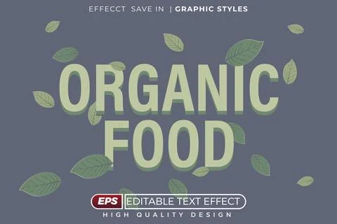 Editable 3d text effect organic food Stock Illustration