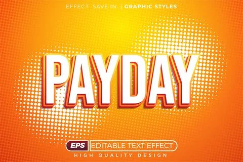 Editable 3d text effect payday Stock Illustration