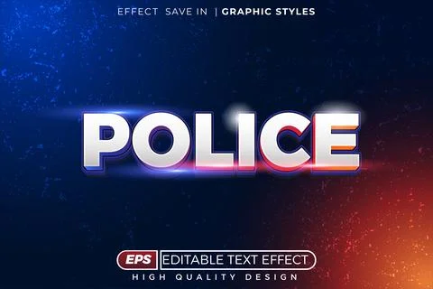 Editable 3d text effect police Stock Illustration
