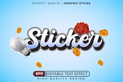 Editable 3d text effect sticker Stock Illustration