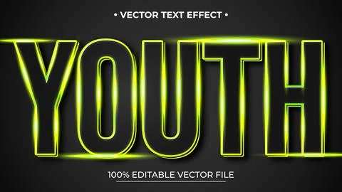 Editable 3d text effect styles mockup concept Youth words with Gradient Neo.. Illustrazione stock