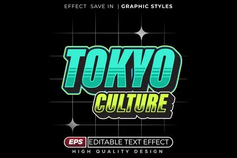 Editable 3d text effect tokyo culture Illustrazione stock