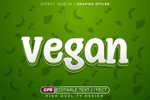 Editable 3d text effect vegan Stock Illustration