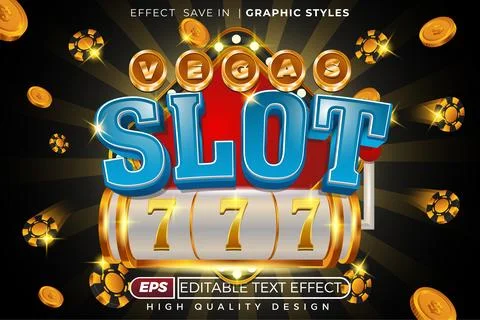 Editable 3d text effect vegas slot Illustrazione stock