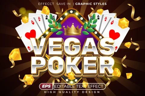 Editable 3d text effect vegas poker Stock Illustration