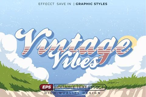 Editable 3d text effect vintage vibes Stock Illustration