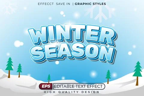 Editable 3d text effect winter season Stock Illustration