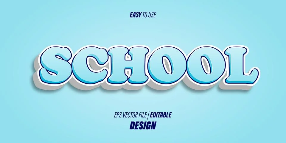 Editable 3D text effects with modern bold fonts and soft light blue gradient col Stock Illustration