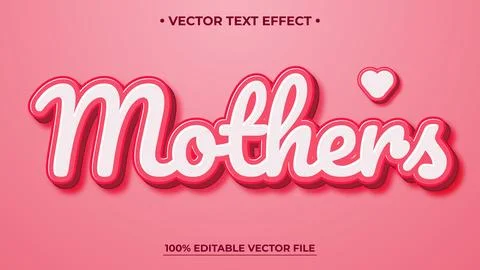 Editable 3d text style effect - Mother text effect Template Stock Illustration