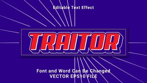 Editable 3d traitor text effect Stock Illustration