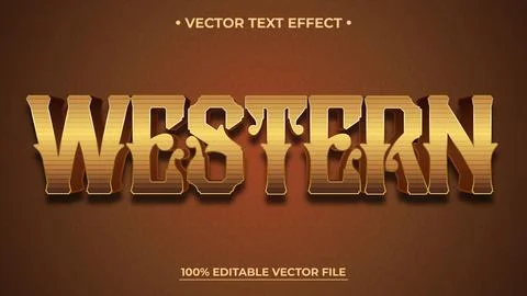 Editable 3d vintage western text effect Classic font style Stock Illustration