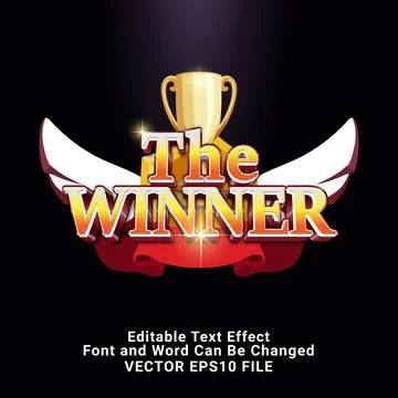 Editable 3d the winner text effect Illustrazione stock