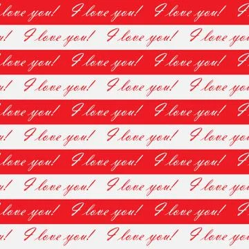 Editable abstract seamless pattern of white and red stripes with the words I Stock Illustration