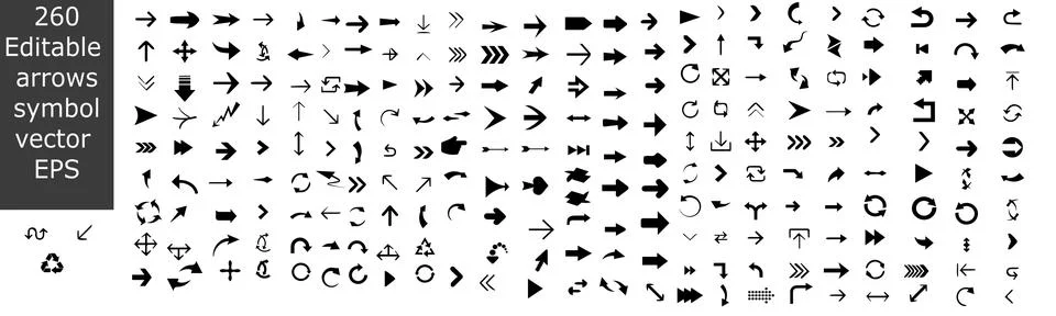 Editable Arrows Collection Big Set of Vector Arrow Icons. JPG with EPS Stock Illustration