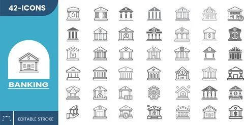 Editable Banking Icons Stock Illustration