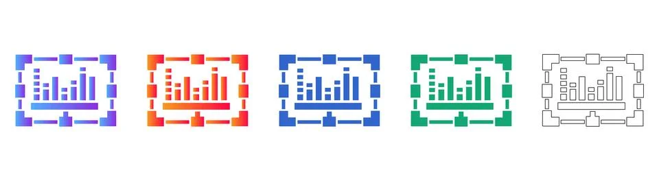 Editable Bar Chart Selection Icons Stock Illustration