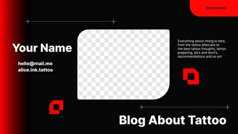 Editable Black and Red Banner For Blog about Tattoo on Video Platform with a Stock Illustration